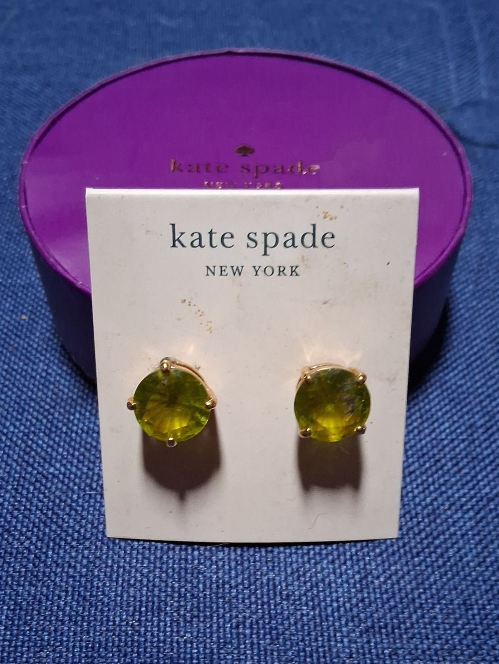 kate spade Olive Green Crystal Round Stud Earrings